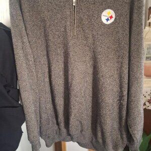 PITTSBURGH STEELERS 3/4 ZIP MENS SWEATER PULL OVER - BROWN SIZE LARGE